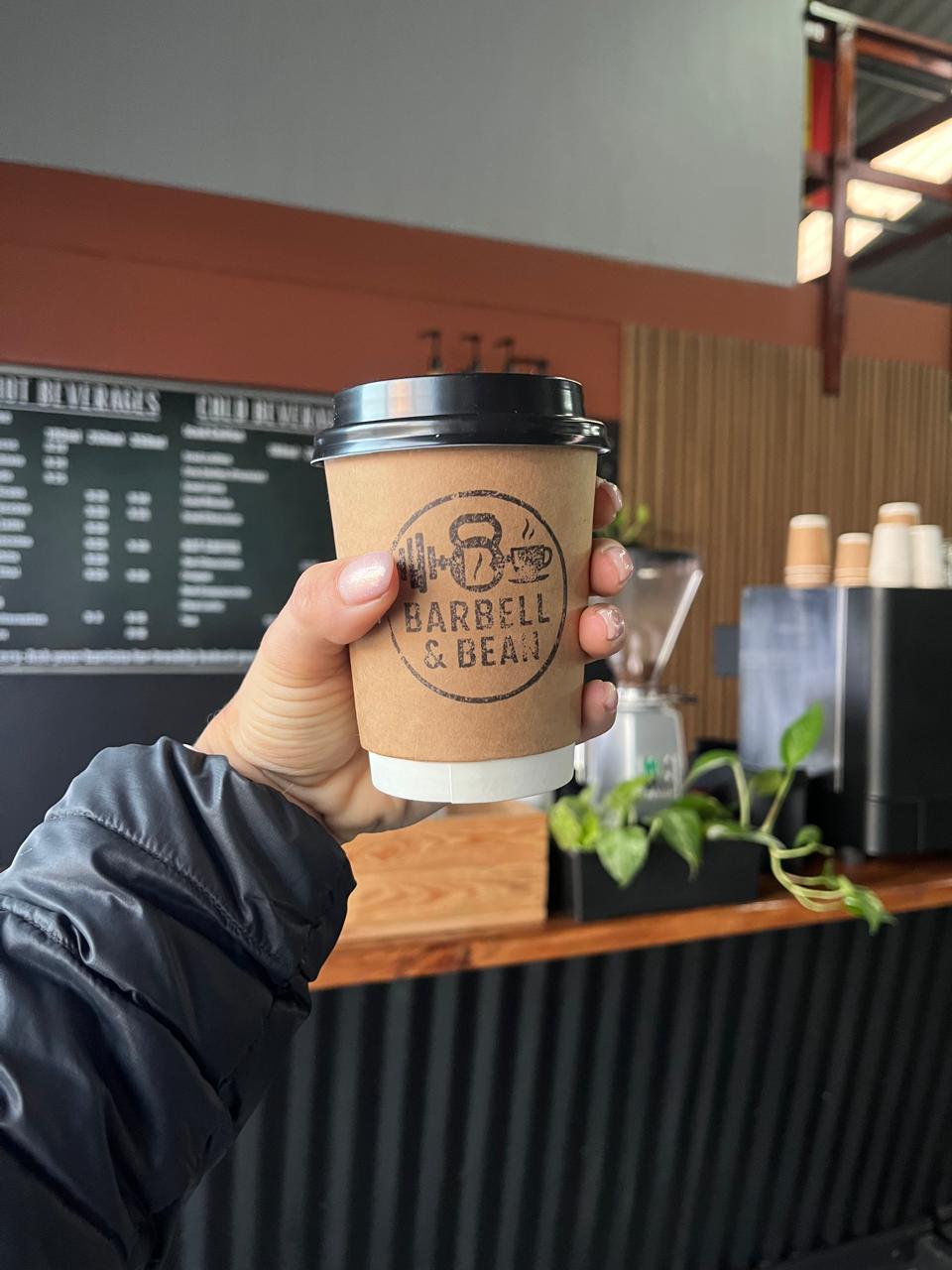 Barbell & Bean coffee cup